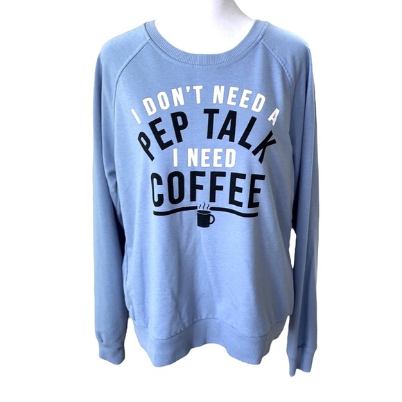 Joe Boxer Powder Blue Pep Talk Coffee Crewneck Sweatshirt Size XL